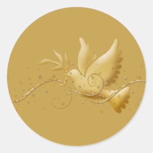 Gold Christmas dove peace elegant chic Classic Round Sticker