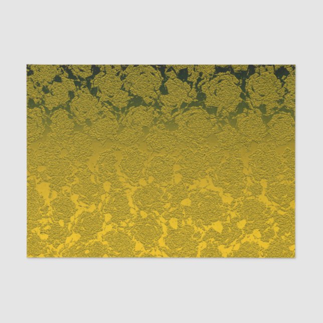 Gold Christmas Floral Succulent Pattern Metallic Tissue Paper (Front)