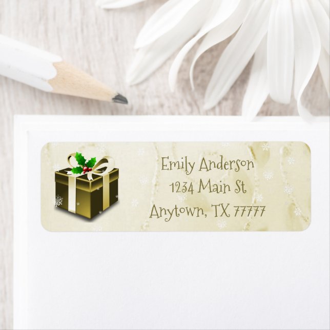 Gold Christmas Gift Address Label Return Address Label (Insitu)