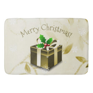 Gold Christmas Gift Bath Mat