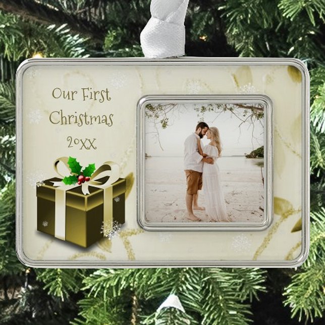 Gold Christmas Gift Framed Ornament (Gold Christmas Gift Framed Ornament)