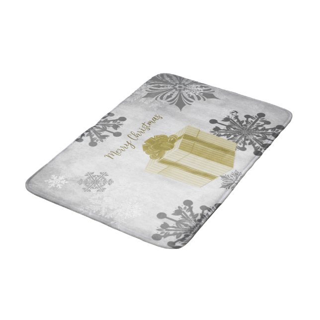 Gold Christmas Gift Holiday Bath Mat (Angled)