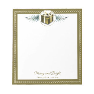 Gold Christmas Gift Personalised Notepad