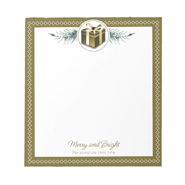 Gold Christmas Gift Personalised Notepad (Front)