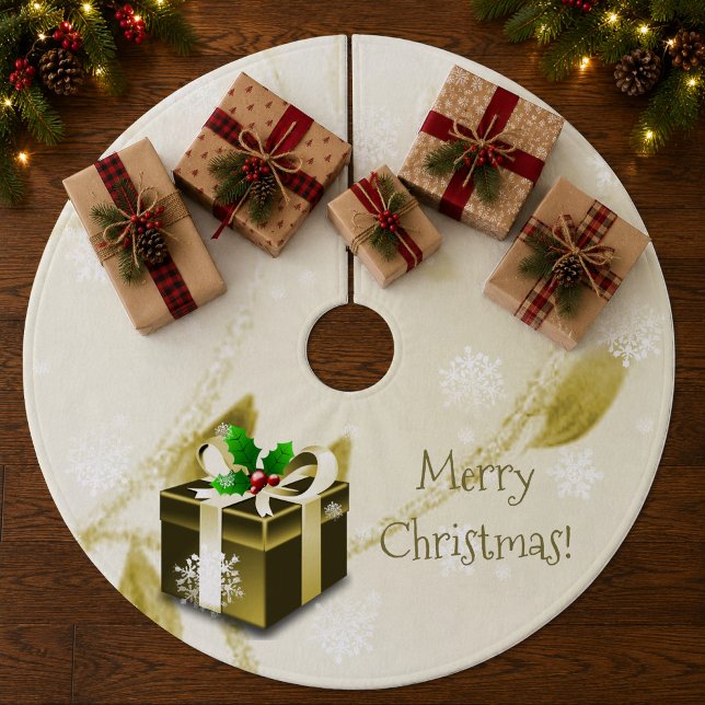 Gold Christmas Gift Tree Skirt (Gold Christmas Gift Tree Skirt)