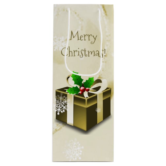 Gold Christmas Gift Wine Gift Bag (Front)