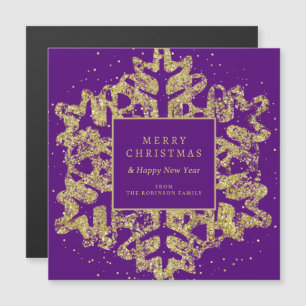 Gold Christmas Glitter Snowflake Corporate Purple