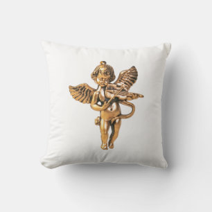 Gold Christmas Holiday Angel Decoration Cushion