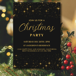 Gold Christmas Holiday Party Baubles Festive Invitation