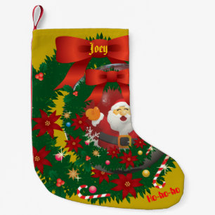 Gold  Christmas  Holiday Santa Stocking