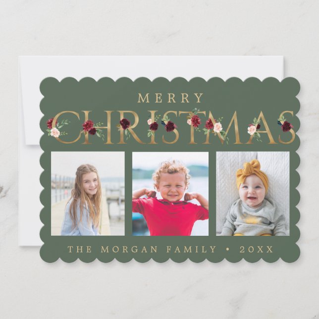 Gold Christmas Lettering Photo Cards (Front)