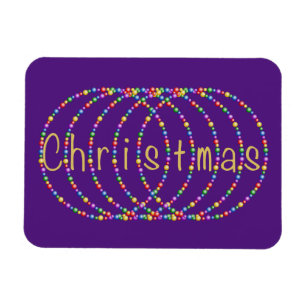 Gold Christmas Lights Design on Purple Magnet