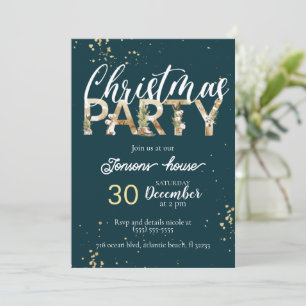 Gold Christmas Night Winter Party Invitation