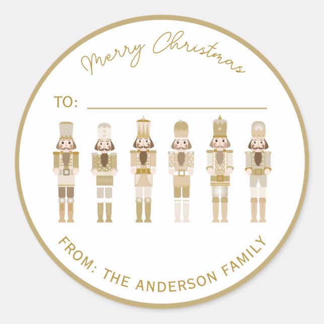 GOLD CHRISTMAS NUTCRACKER GIFT STICKER (Front)