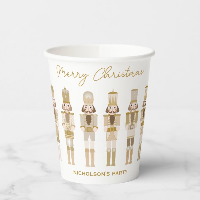 GOLD CHRISTMAS NUTCRACKERS PAPER CUPS (Left)