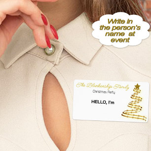 Gold Christmas Ornament Border Sticker Name Tag