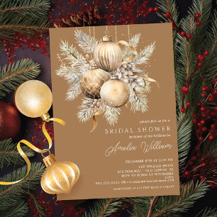 Gold Christmas Ornament Bridal Shower Invitation
