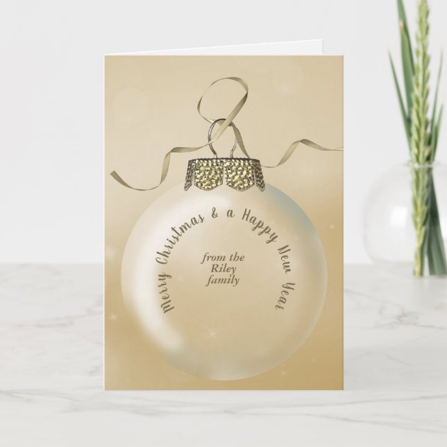 Gold Christmas ornament Card (Front)
