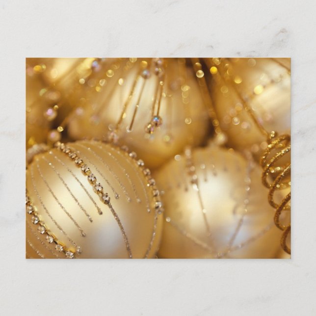 Gold Christmas Ornament Holiday Postcard (Front)