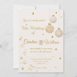 Gold Christmas Ornament  wedding Invitation