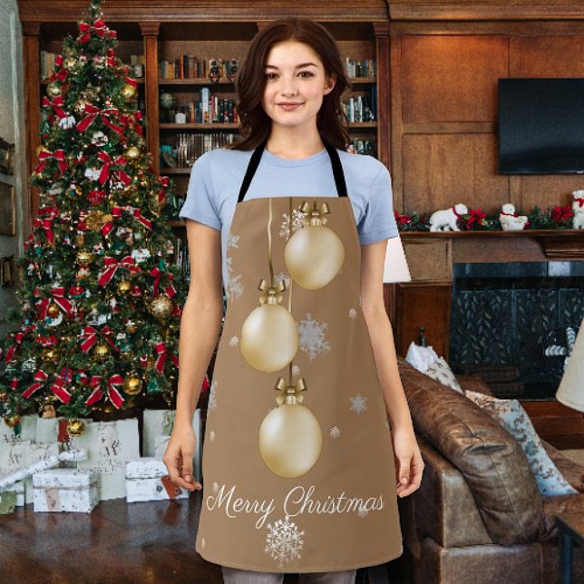 Gold Christmas Ornaments Apron (Gold Christmas Ornaments Apron)
