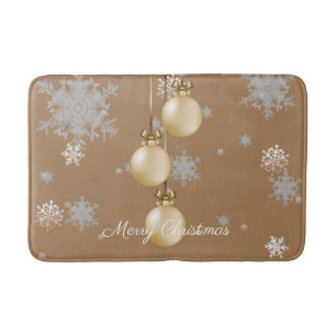 Gold Christmas Ornaments Bath Mat