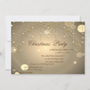 Gold Christmas Ornaments Christmas Company Party Invitation