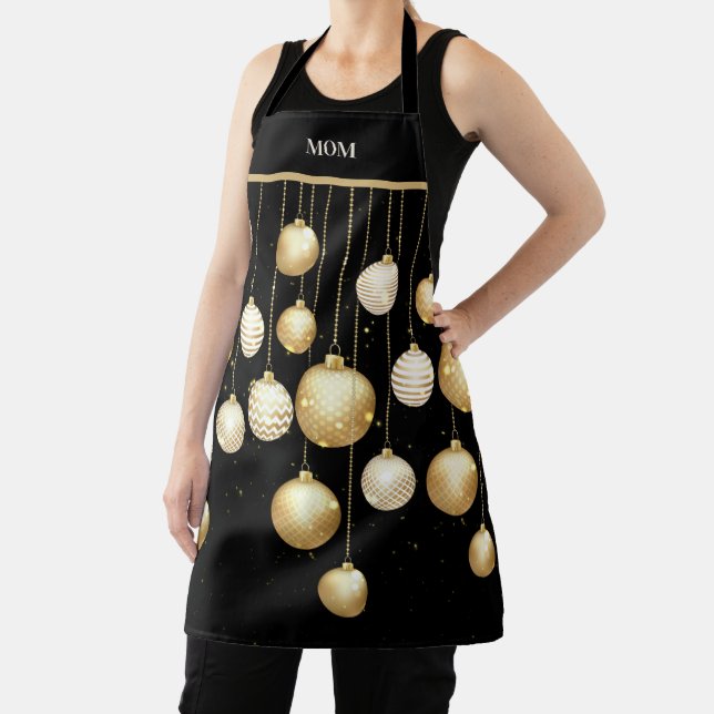 Gold Christmas Ornaments Custom Personalised Apron (Insitu)
