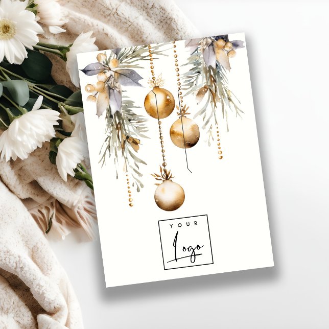 Gold Christmas Ornaments Logo Hairclip Holder Business Card (Creator Uploaded)