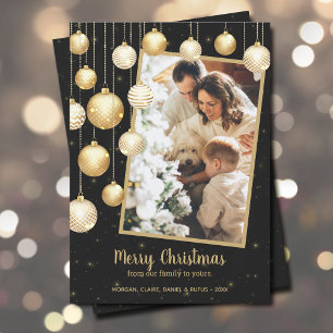 Gold Christmas Ornaments Photo Holiday Card
