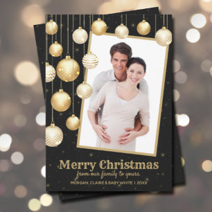Gold Christmas Ornaments Photo Holiday Card