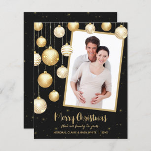Gold Christmas Ornaments Photo Holiday Cards