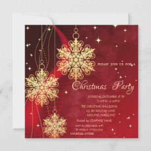 Gold Christmas Ornaments ,Red Corporate Invitation