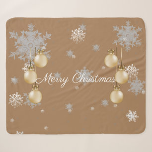 Gold Christmas Ornaments Sherpa Blanket