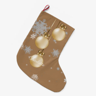 Gold Christmas Ornaments Stocking