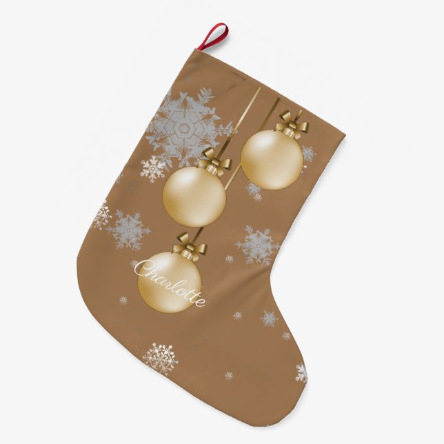 Gold Christmas Ornaments Stocking (Front (Hanging))