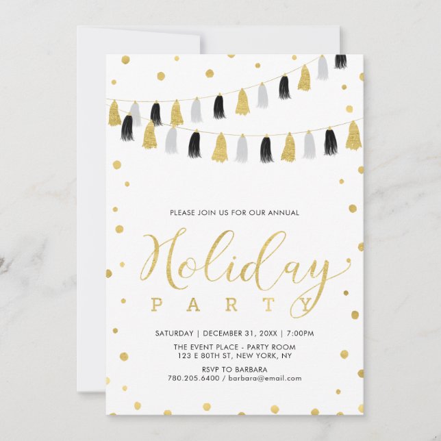 Gold Christmas Party, Corporate Holiday Party Invitation (Front)