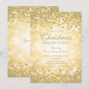 Gold Christmas Party Glitter Winter Wonder Invitation