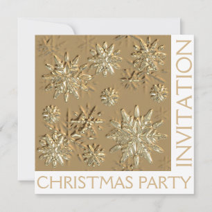 Gold Christmas Party Snowflake Invitation Card