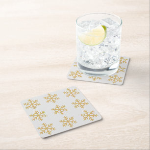 Gold Christmas Party Square Paper Coaster