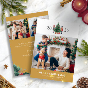 Gold Christmas Photo Collage Holiday Card