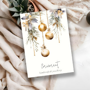 Gold Christmas Pine Ornaments Blank Jewellery Hold Business Card