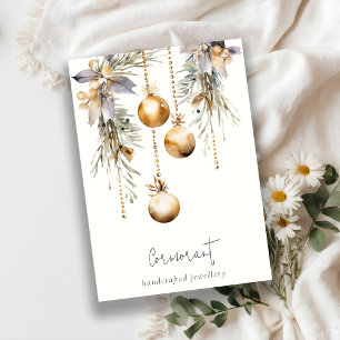 Gold Christmas Pine Ornaments Earring Stud Holder Business Card