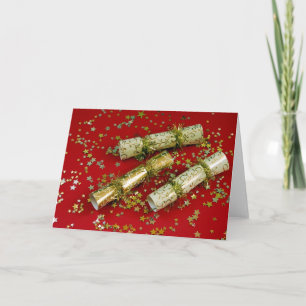 Gold christmas poppers greeting card