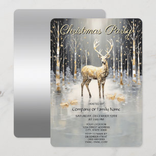 Gold Christmas Reindeer Holiday Party Invitation