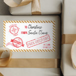 Gold Christmas Santa Gift North Pole Delivery  Rectangular Sticker<br><div class="desc">Are you a good little boy or girl? Send a little holiday spirit and gifts with the North Pole delivery sticker.</div>