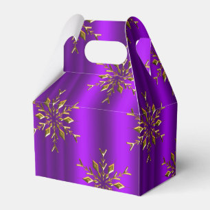 Gold Christmas Snowflake Stars on Purple Christmas Favour Box