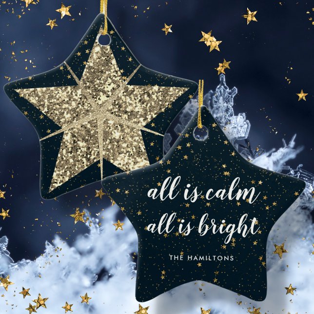 Gold Christmas Star | All Is Bright Family  Ceramic Ornament (Creator Uploaded)