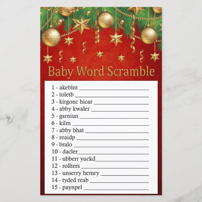 gold christmas toy Baby word scramble game (Front)