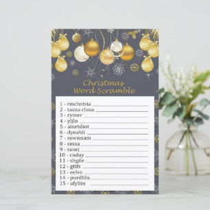 Gold christmas toys christmas word scramble game